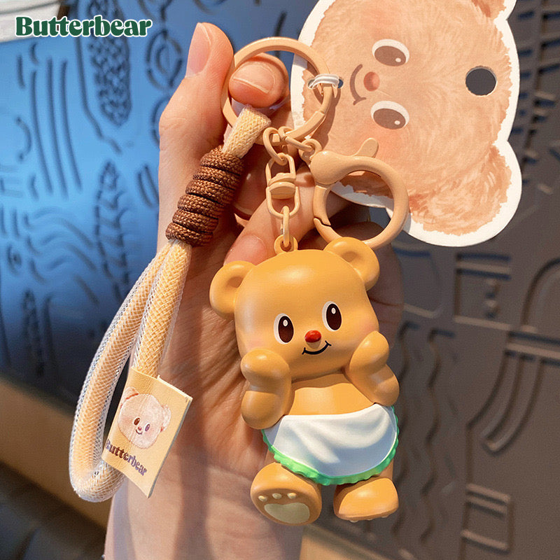 Butterbear Plush Bear Keychain - Cute Donut & Angel Designs for Bags and Keys