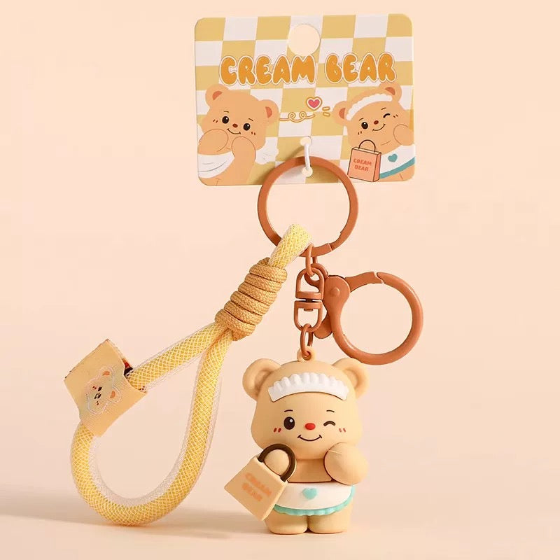 Adorable Cream Bear Keychain - Cute & High-Quality Bear Keychains for Gifts, Accessories & Personal Use