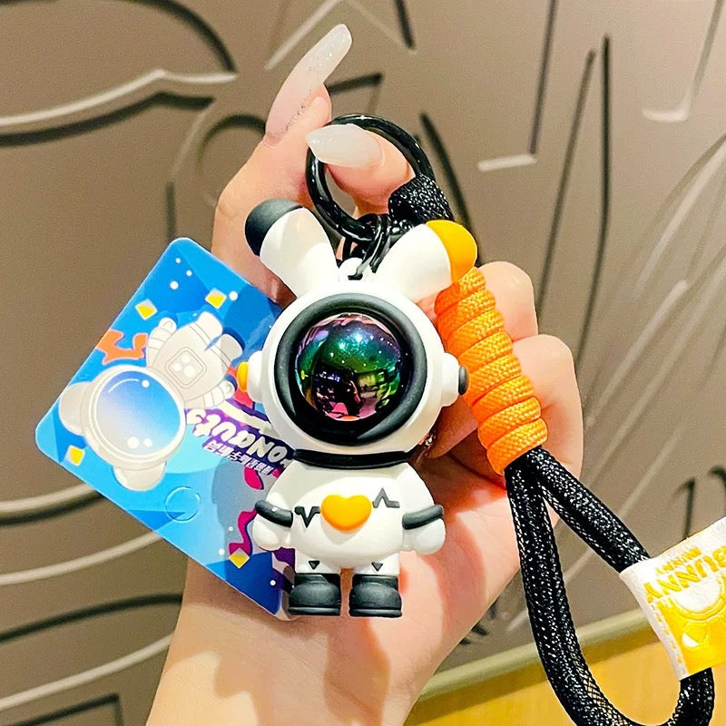 Astronaut Bunny Keychain with Holographic Helmet - Cute Kawaii Gift