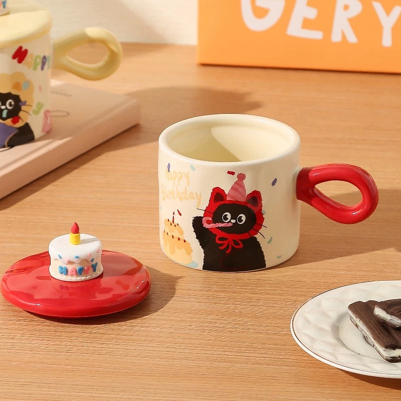 Happy Birthday Lovely Cat Ceramic Mug