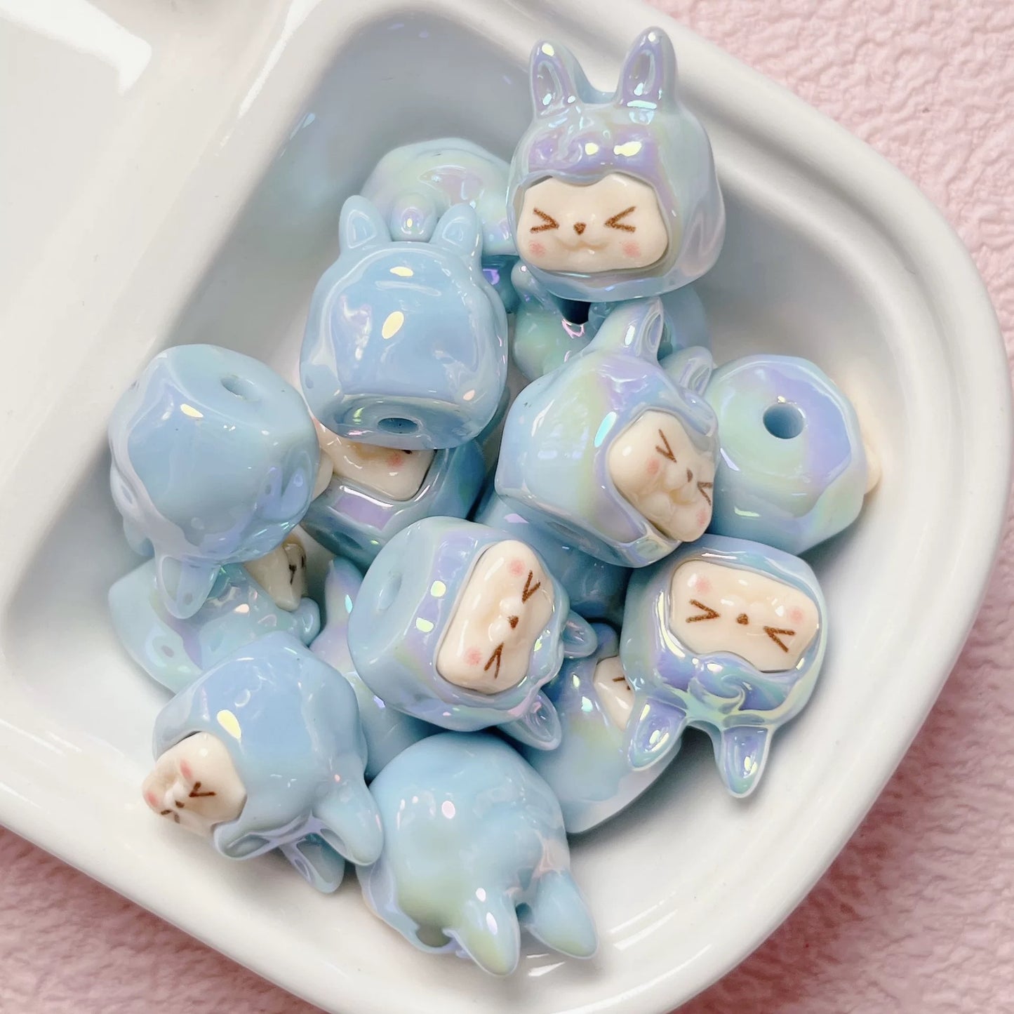 Iridescent Kawaii Animal Beads – Pastel Resin Charms for DIY Jewelry & Crafts