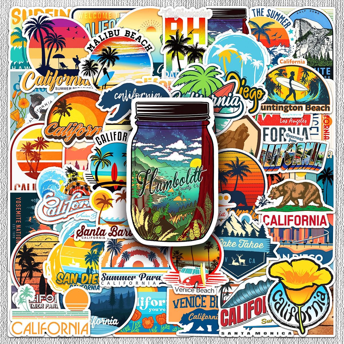 California DIY Outdoor Adventure Stickers - 50Pcs