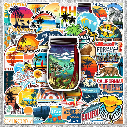 California DIY Outdoor Adventure Stickers - 50Pcs