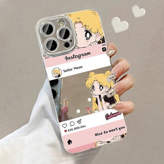 Étui de téléphone miroir à motif de personnage de dessin animé INS-Design