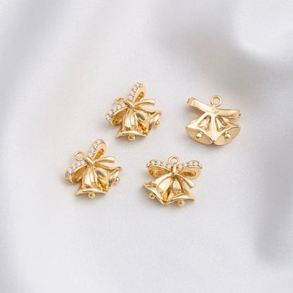 Elegant 14K Gold Christmas Enamel Charms for DIY Jewelry Making