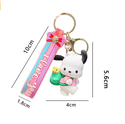 Cute Cartoon Pach Dog Keychain - I Love You Design