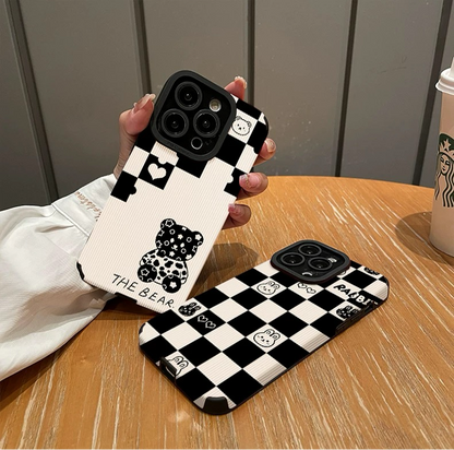 Coque de téléphone à motif damier animal mignon