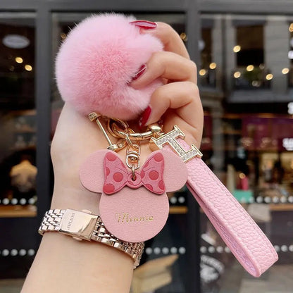 Mickey & Minnie Series Luxurious Pom-Pom Charm Keychain