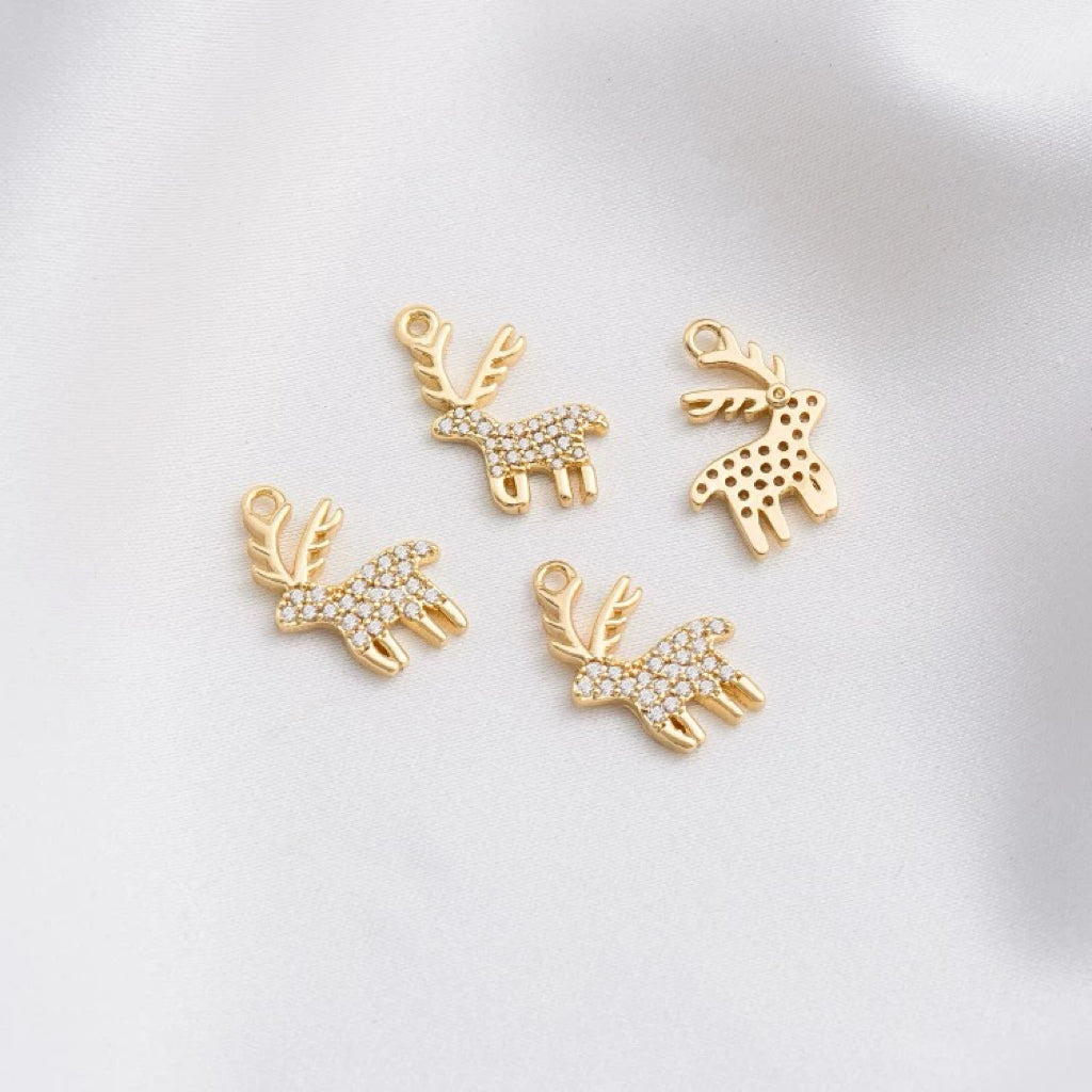 Elegant 14K Gold Christmas Enamel Charms for DIY Jewelry Making