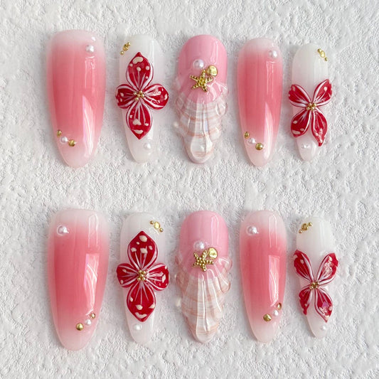 Uñas postizas con diseño floral y elegancia Blossom