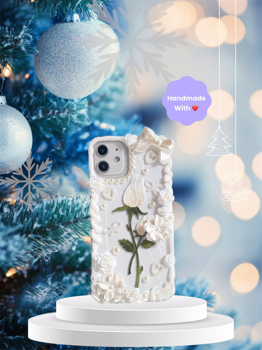 Funda para teléfono con diseño floral romántico hecha a mano