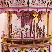 Romantic Carousel Mechanical Music Box 3D Wooden Puzzle - Handcrafted Home Decor