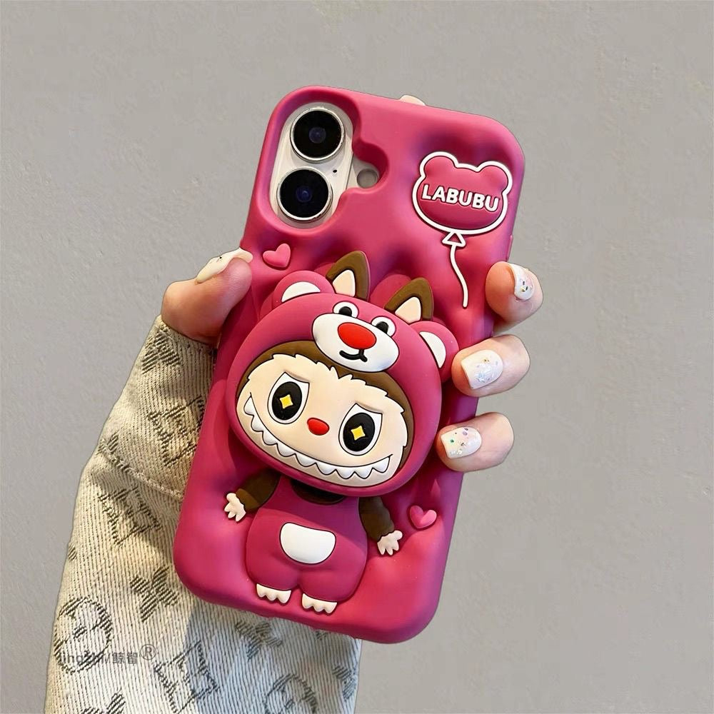 Funda para teléfono con soporte de Labubu Kawaii