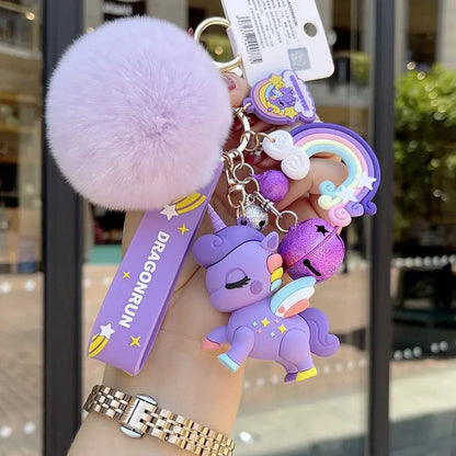 Adorable Unicorn Keychain with Rainbow