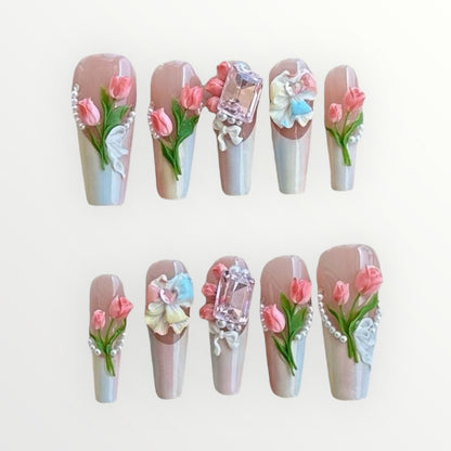 Luxurious Tulip Press-on Nails