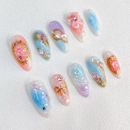 Dreamy Gold Crystal Press-On Nails