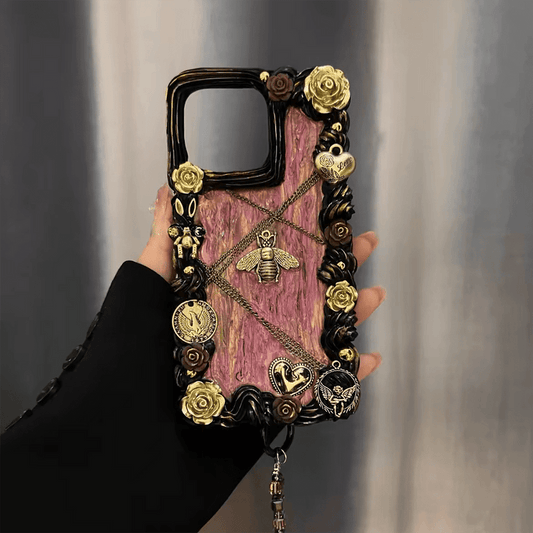 Étui de téléphone tendance baroque vintage personnalisé fait à la main