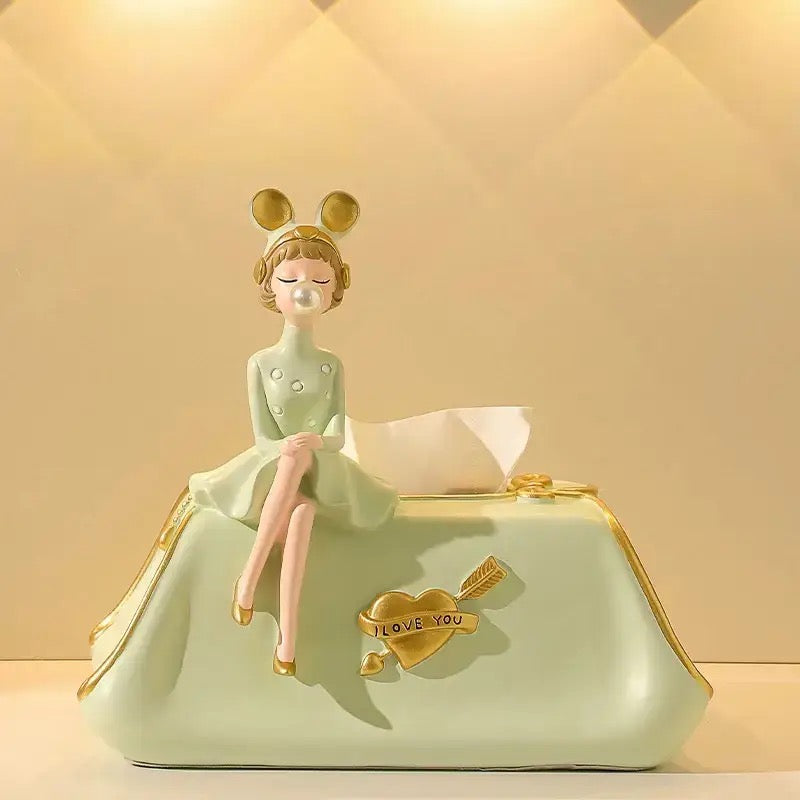 Elegant Bubble Girl Decorative Tissue Box