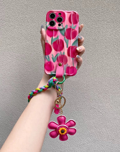 Funda para teléfono con flores de tulipán