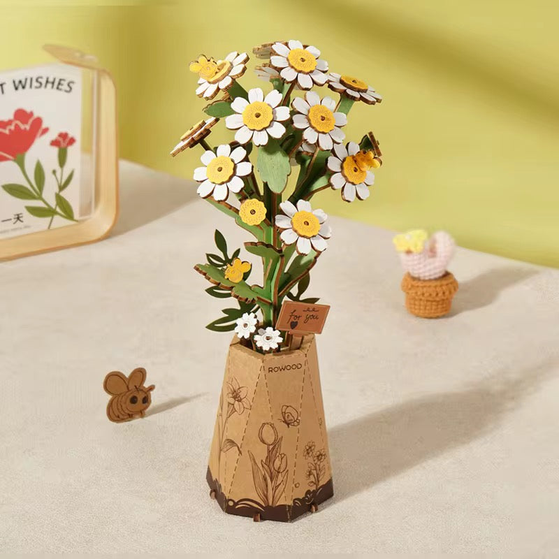 3D Wooden Chamomile Puzzle – DIY Home Decor Gift