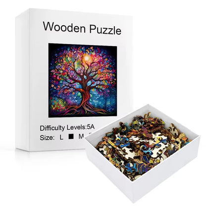 Colorful Tree of Life Wooden Puzzle - Challenging Jigsaw Gift for Puzzle Lovers