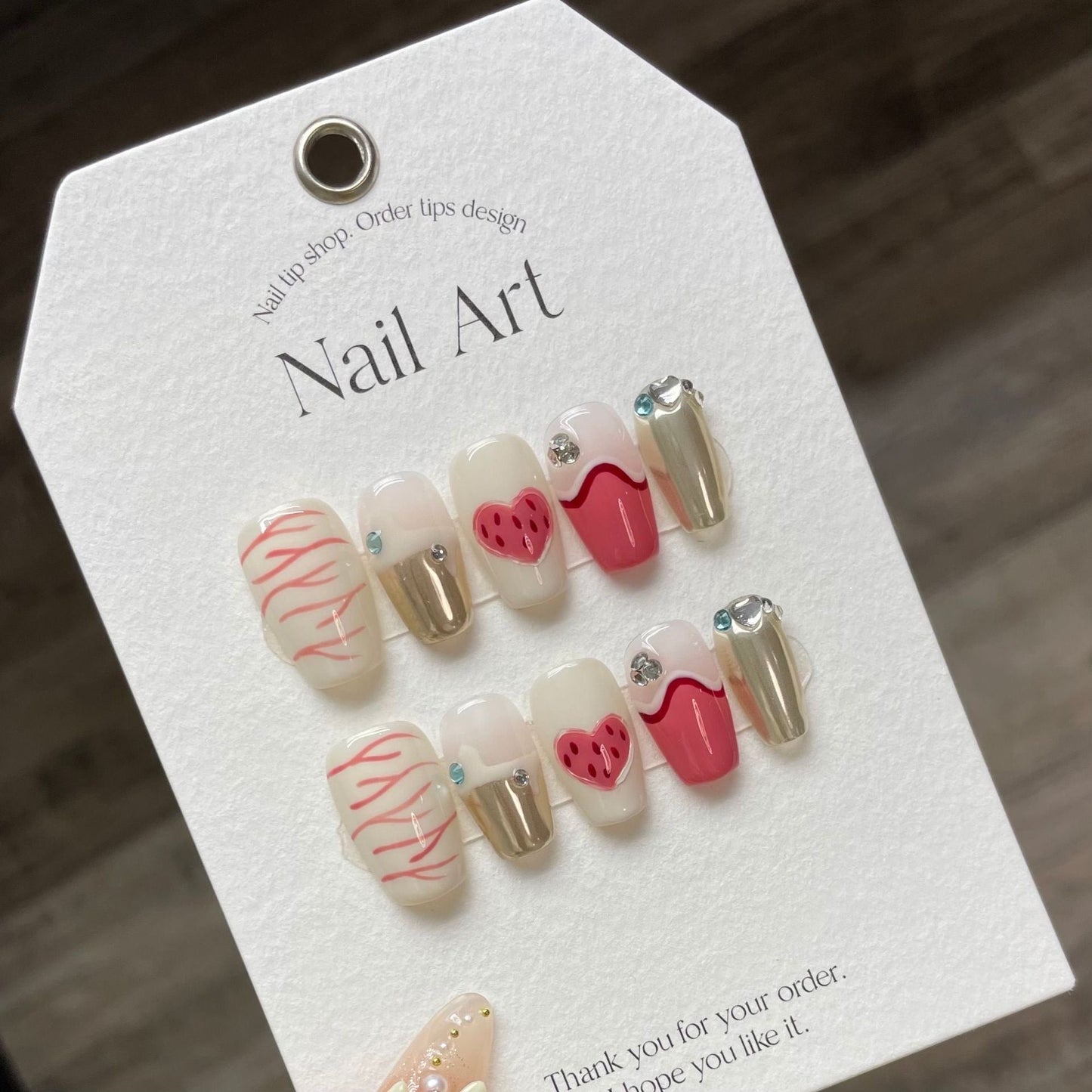 Ongles à coller Sweetheart Blush Spirals