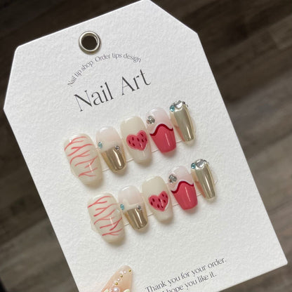 Sweetheart Blush Spirals Press-on Nails