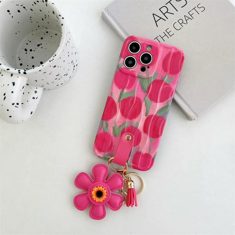 Funda para teléfono con flores de tulipán