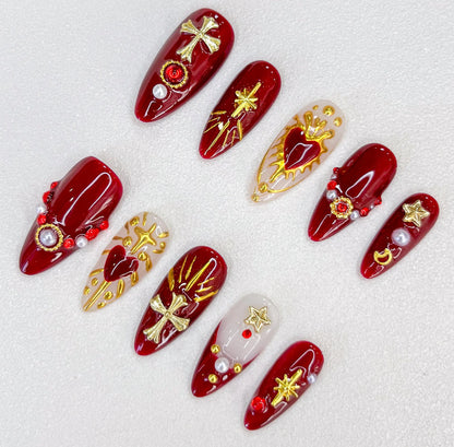 Glamorous Red Press-on Nails