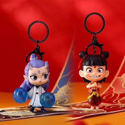 Nezha & Ao Bing Keychain Set – Chinese Mythology Figure Keychains, Cute Anime Bag Charms- Preorder