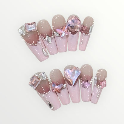 Pink Crystal Romance Press-on Nails