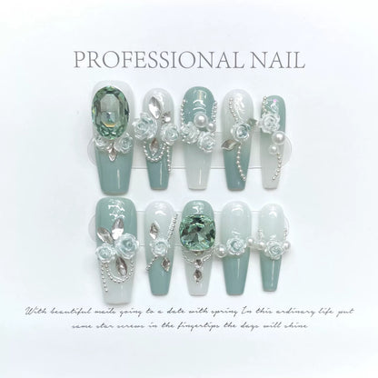 Minted Rose Garden Press-on Nails