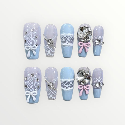 Uñas postizas Blue Ribbon Romance