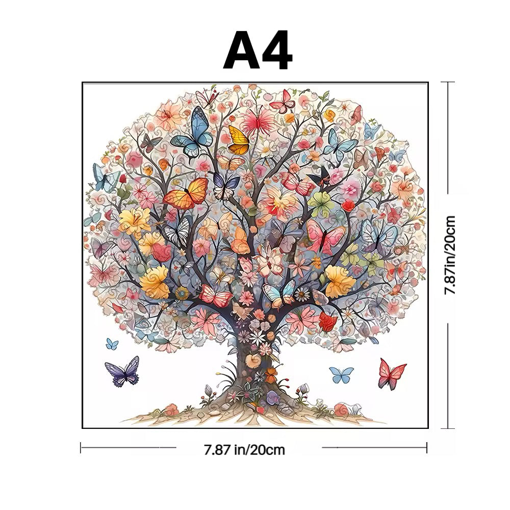 Butterfly Tree Wooden Puzzle – Whimsical Jigsaw Puzzle Gift for Puzzle Lovers