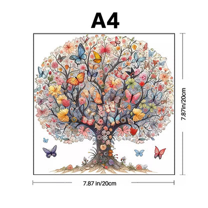 Butterfly Tree Wooden Puzzle – Whimsical Jigsaw Puzzle Gift for Puzzle Lovers