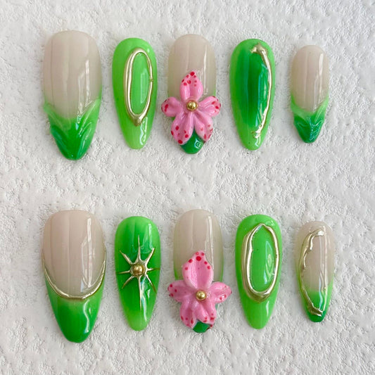 Ongles à coller Oasis florale