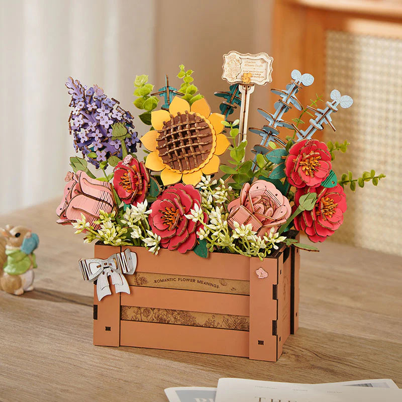 Romantic Wooden Flower Puzzle - Handcrafted 3D Floral Kit