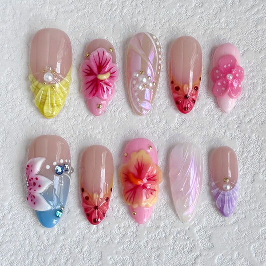 Uñas postizas estilo jardín romántico