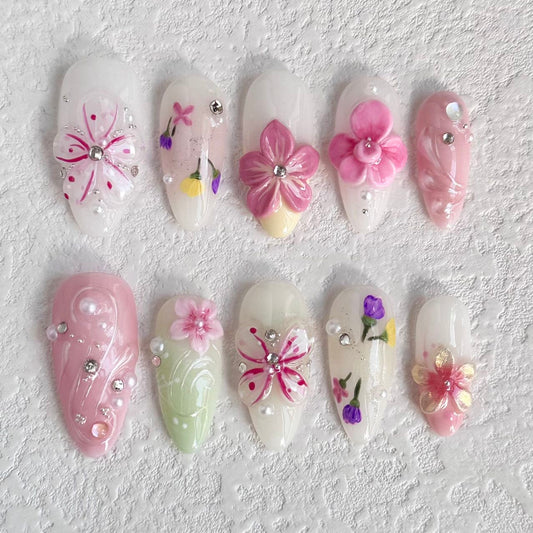 Ongles à coller Pink Blossom Dream