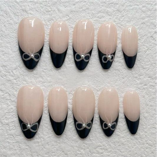 Black Bow French Press-on Nails