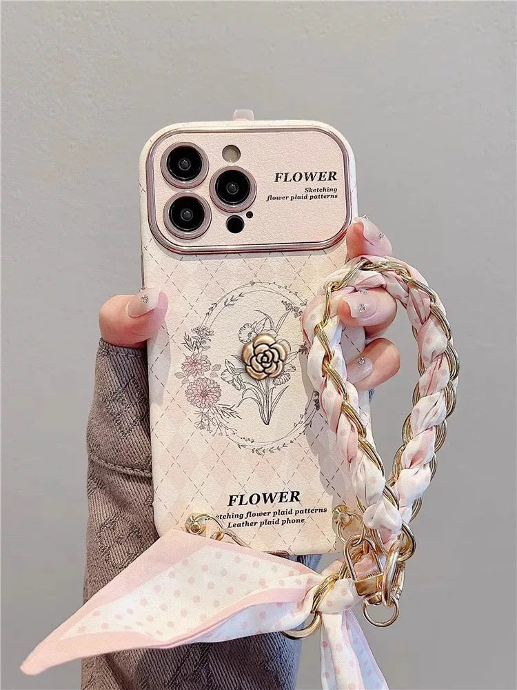 Sketch Floral Leather Phone Case