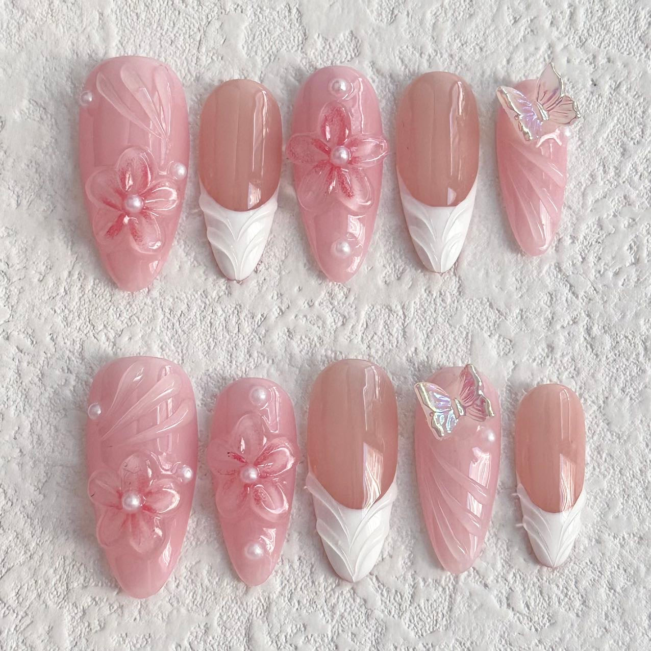 Floral Butterfly Kisses Press-on Nails