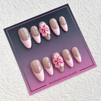 Chic Pink Blossom French Tip Press-On Nails