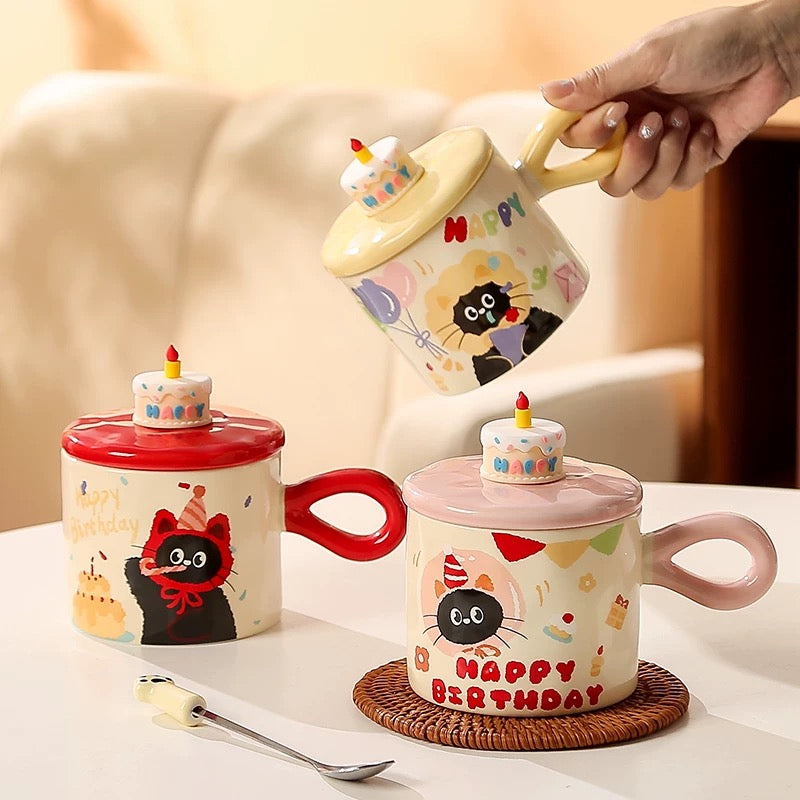 Happy Birthday Lovely Cat Ceramic Mug