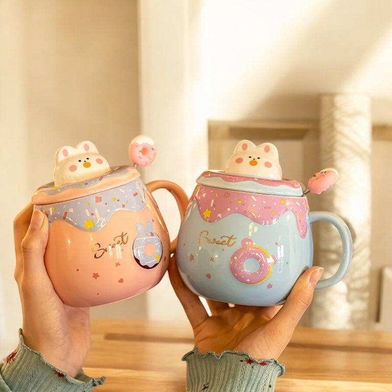 Cartoon Doughnut Bunny Ceramic Mug