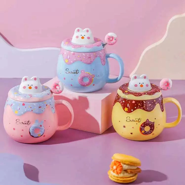 Cartoon Doughnut Bunny Ceramic Mug