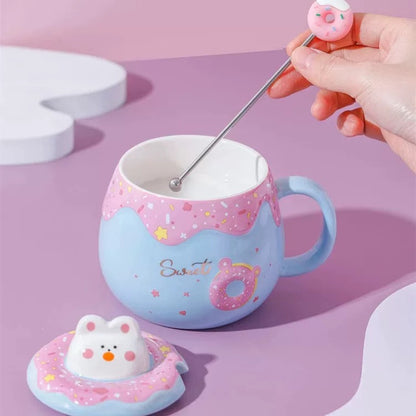 Cartoon Doughnut Bunny Ceramic Mug