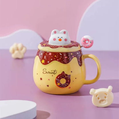 Cartoon Doughnut Bunny Ceramic Mug