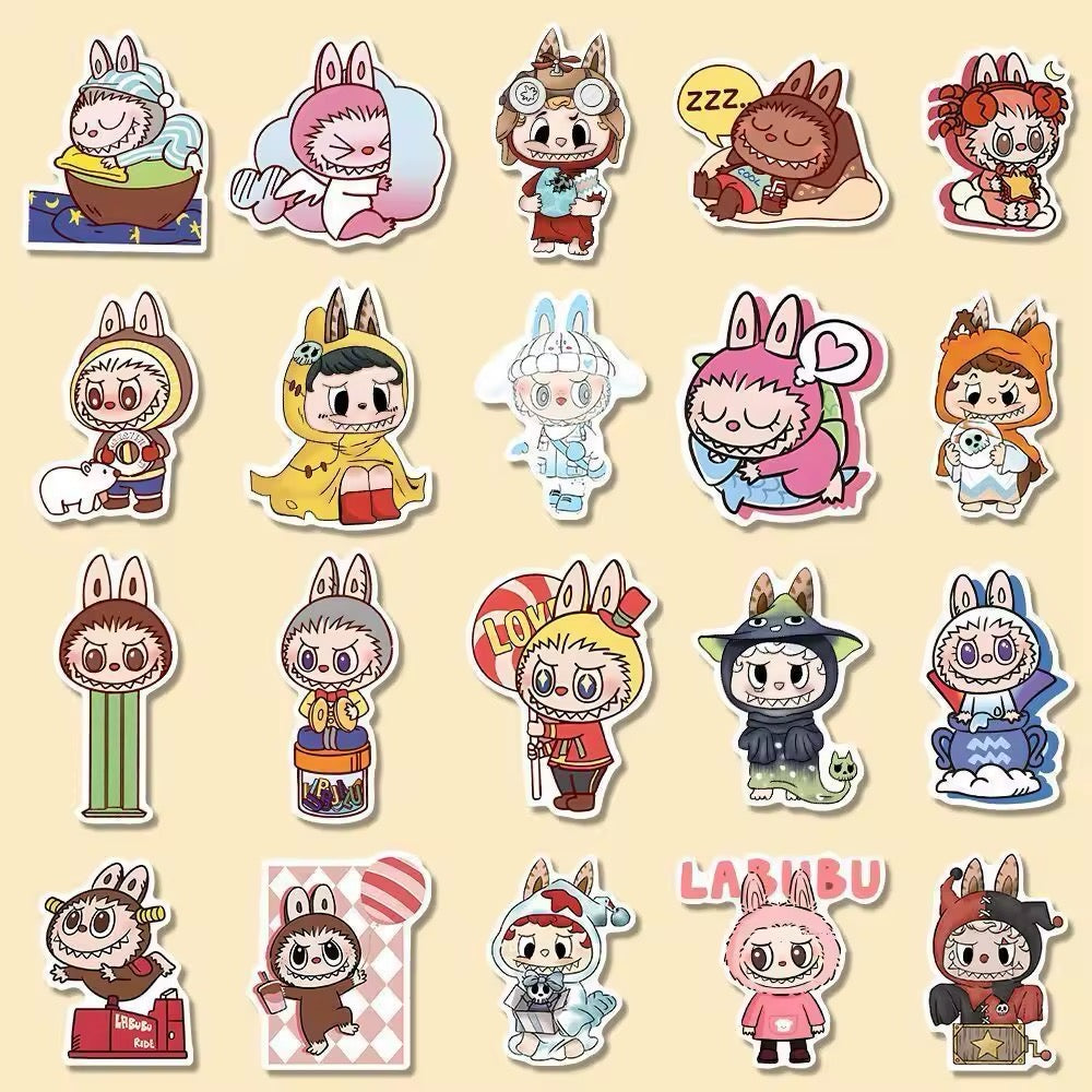 Cute Cartoon Labubu Stickers - 80 Pcs