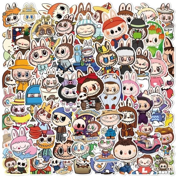 Cute Cartoon Labubu Stickers - 50 Pcs